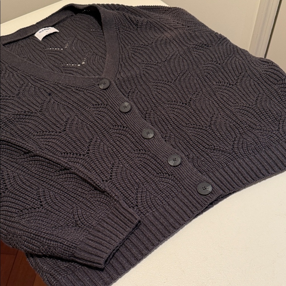 NWT Summer Essential Charcoal Knit Old School Style Button Down Cardigan XXL - Picture 10 of 12